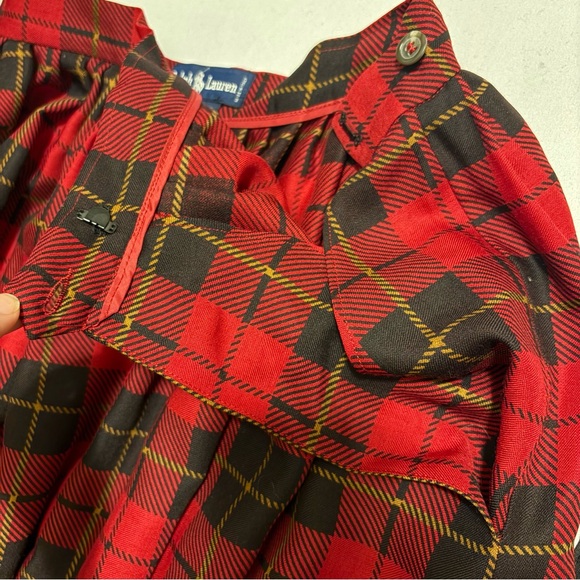 Vintage Ralph Lauren Wool Midi Skirt Pheasant Hunt Pleated 80s A-line Country - Picture 7 of 12